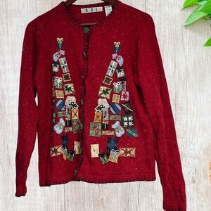 OHI Womens Ugly Christmas Sweater Cardigan Size Small Vintage Holiday‎ Party
